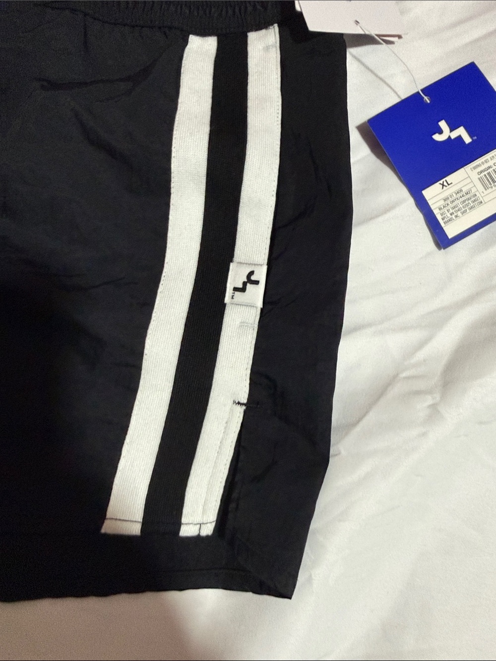 JoyLab Black Athletic Shorts with White Stripe Trim - Picture 3 of 5